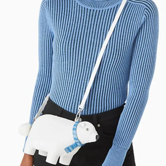 BEAUTIFUL ARTIC FRIENDS POLAR ANIMAL WHITE BEAR WEARING BLUE SCARF KATE SPADE - Picture 9 of 9
